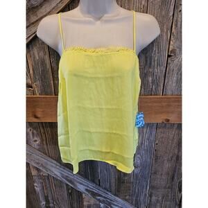 NWT $48 Free People S Beyond Me Cami Electric Lemon Small Top Yellow neon flowy
